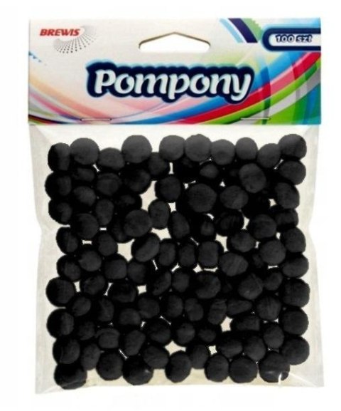 Pompony czarne 10mm 100szt Pompony czarne 10mm 100szt