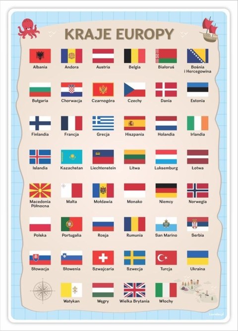Plakat edukacyjny - Kraje Europy A3 Plakat edukacyjny - Kraje Europy A3