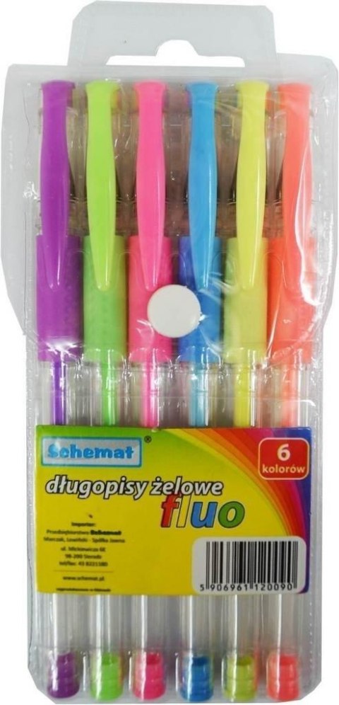 Długopisy żelowe fluorescencyjne 6 kolorów Długopisy żelowe fluorescencyjne 6 kolorów