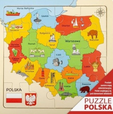 Puzzle Mapa drewniane 25x25cm Puzzle Mapa drewniane 25x25cm