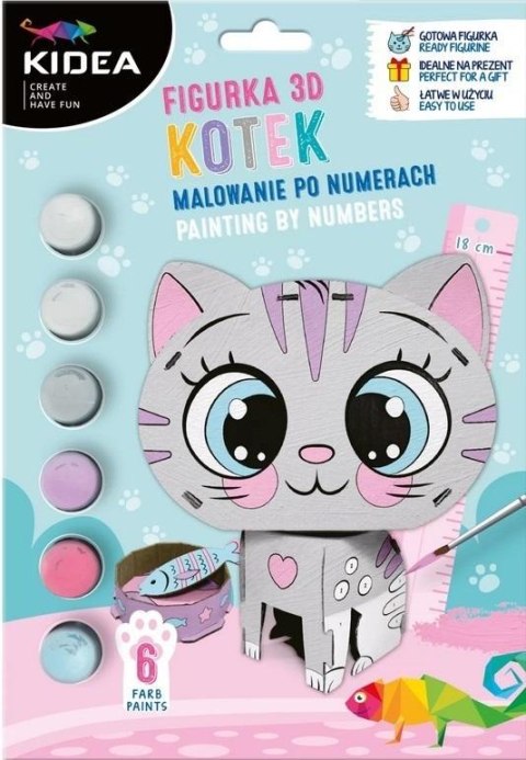 Figurka 3D malowanie po numerach Kotek KIDEA Figurka 3D malowanie po numerach Kotek KIDEA