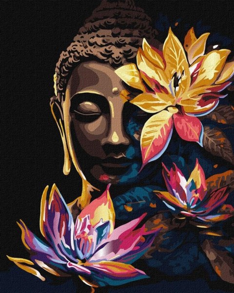 Malowanie po numerach - Budda z lotosami 40x50cm Malowanie po numerach - Budda z lotosami 40x50cm