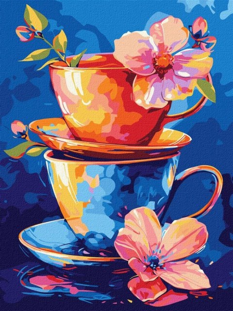 Malowanie po numerach - Filiżanki 30x40cm Malowanie po numerach - Filiżanki 30x40cm