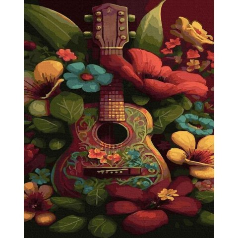 Malowanie po numerach - Gitara w ogrodzie 40x50cm Malowanie po numerach - Gitara w ogrodzie 40x50cm