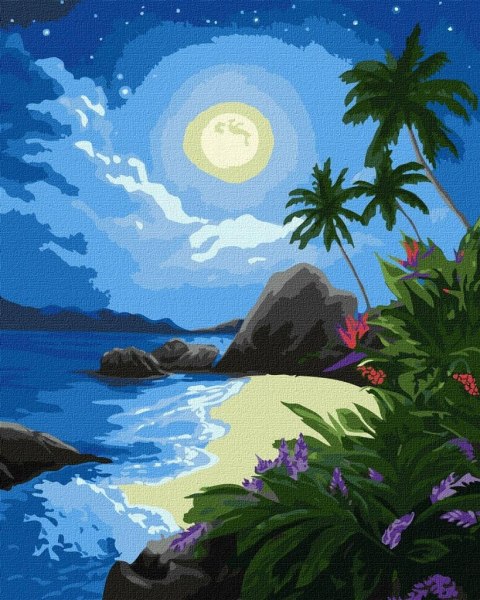 Malowanie po numerach - Księżycowa noc 40x50cm Malowanie po numerach - Księżycowa noc 40x50cm