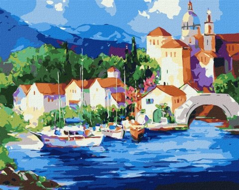 Malowanie po numerach - U podnóża gór 40x50cm Malowanie po numerach - U podnóża gór 40x50cm