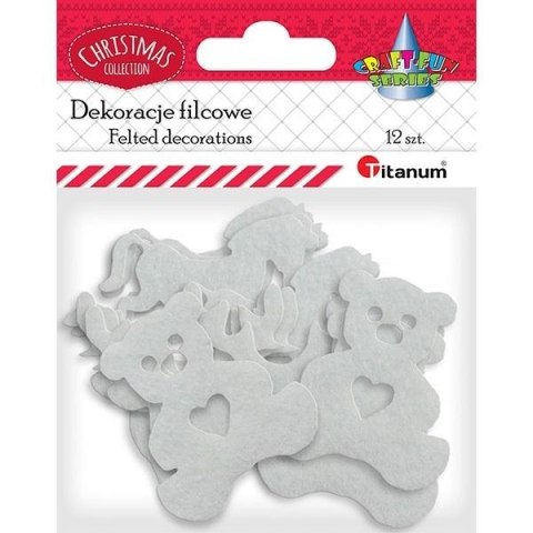Filcowe dekory świąteczne białe 3 wzory x4szt Filcowe dekory świąteczne białe 3 wzory x4szt