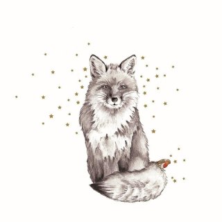 Karnet Swarovski kwadrat Lis i ptaszek