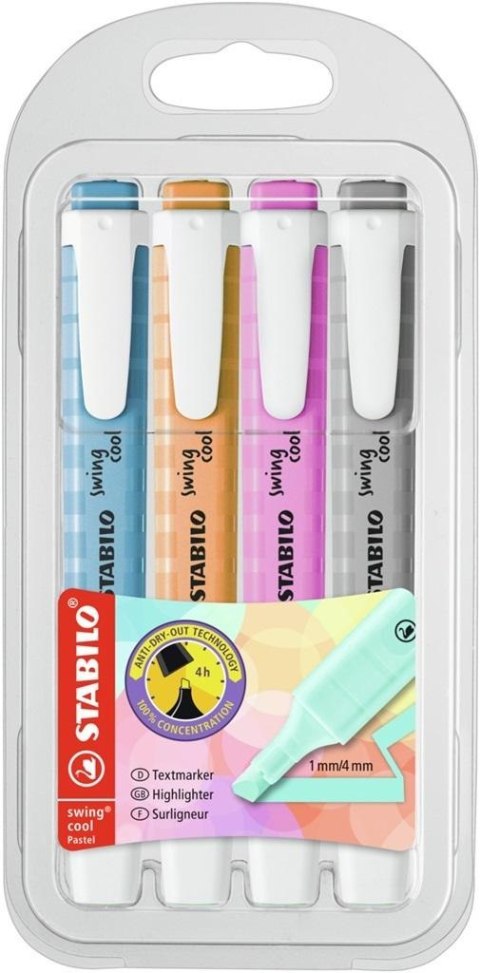 Zakreślacz Swing Cool Pastel 4 kolory STABILO Zakreślacz Swing Cool Pastel 4 kolory STABILO