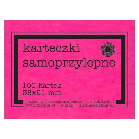Karteczki samoprzylepne Fluo 38x51mm 100K róż Karteczki samoprzylepne Fluo 38x51mm 100K róż