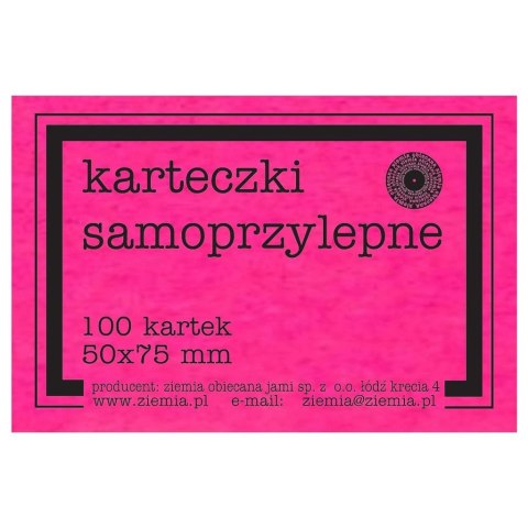Karteczki samoprzylepne Fluo 50x75mm 100K róż Karteczki samoprzylepne Fluo 50x75mm 100K róż