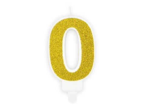 Świeczka urodzinowa cyfra 0 złoty 7cm