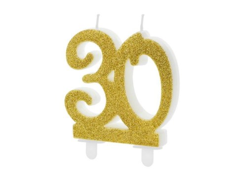 Świeczka urodzinowa liczba 30 złota 7,5cm