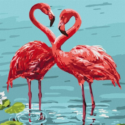 Malowanie po numerach - Jasne flamingi 30x30cm Malowanie po numerach - Jasne flamingi 30x30cm