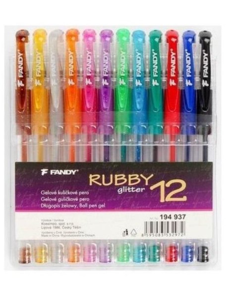 Długopis żelowy Rubby glitter 12 kolorów Długopis żelowy Rubby glitter 12 kolorów