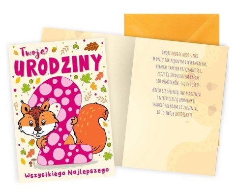 Karnet Urodziny 2 wiewiórka Karnet Urodziny 2 wiewiórka