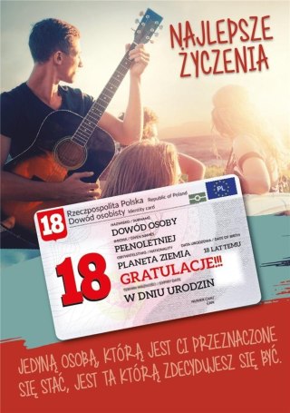 Karnet Urodziny Osiemnastka Gift-M