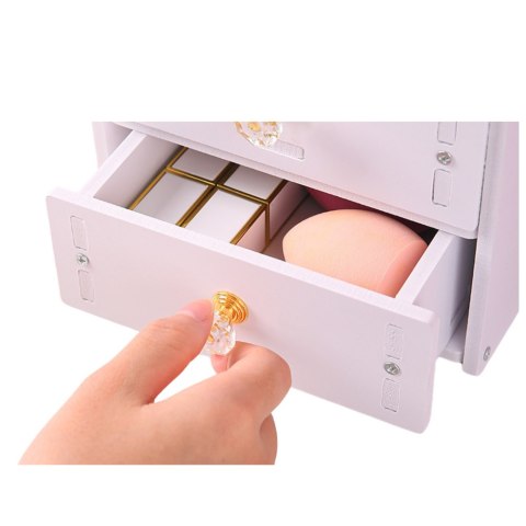 Mini Toaletka Lusterko Do Makijażu Szuflada Uszy Drewniana Biała Mini Toaletka Lusterko Do Makijażu Szuflada Uszy Drewniana Biała