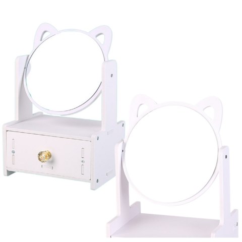 Mini Toaletka Lusterko Do Makijażu Szuflada Uszy Drewniana Biała Mini Toaletka Lusterko Do Makijażu Szuflada Uszy Drewniana Biała