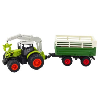 Traktor Rolniczy Z Przyczepą I Chwytakiem Zdalnie Sterowany RC 2.4G