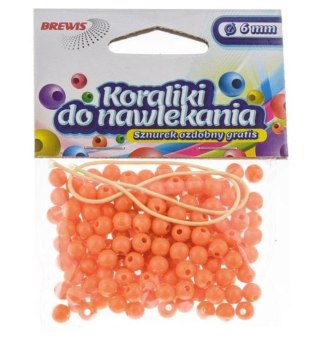 Koraliki do nawlekania pomarańcz + sznurek 6mm 16g