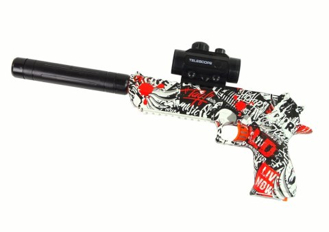 Pistolet Elektryczny na Kulki Wodne Zestaw Grafiti Czerwony 20 metrów Pistolet Elektryczny na Kulki Wodne Zestaw Grafiti Czerwony 20 metrów
