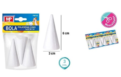Stożki styropianowe do zdobienia 30x60mm 2szt Stożki styropianowe do zdobienia 30x60mm 2szt