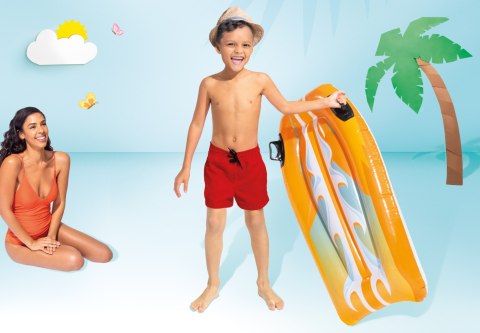 Deska do pływania dmuchana z uchwytami dla dzieci INTEX 58165 ORANGE Deska do pływania dmuchana z uchwytami dla dzieci INTEX 58165 ORANGE