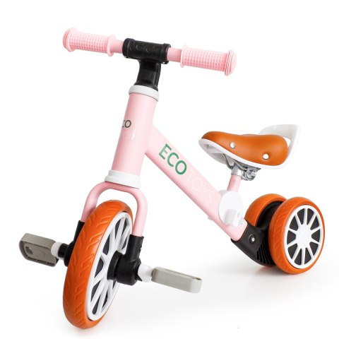 Rower rowerek trójkołowy biegowy z pedałami 2w1 Różowy ECOTOYS Rower rowerek trójkołowy biegowy z pedałami 2w1 Różowy ECOTOYS
