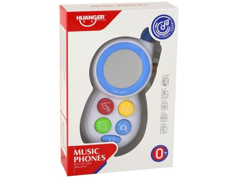 Niebieski Dziecięcy Telefon Interaktywny Światła Dźwięki Lusterko Niebieski Dziecięcy Telefon Interaktywny Światła Dźwięki Lusterko