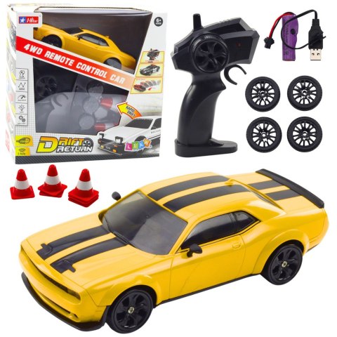 Auto Sportowe Do Driftu Wymienne Koła Zdalnie Sterowany RC 4WD Żółte Sport Auto Sportowe Do Driftu Wymienne Koła Zdalnie Sterowany RC 4WD Żółte Sport