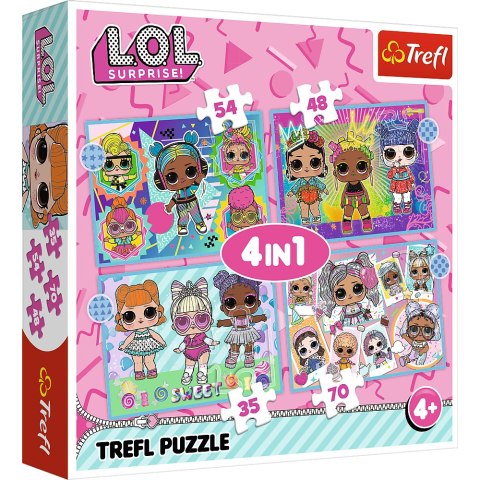 Puzzle - "4w1" - Poznaj laleczki / MGA LOL Surprise! Trefl 34613 Puzzle - "4w1" - Poznaj laleczki / MGA LOL Surprise! Trefl 34613