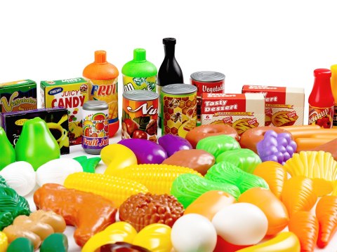 Zestaw produktów spożywczych warzywa owoce do kuchni 120 sztuk Zestaw produktów spożywczych warzywa owoce do kuchni 120 sztuk