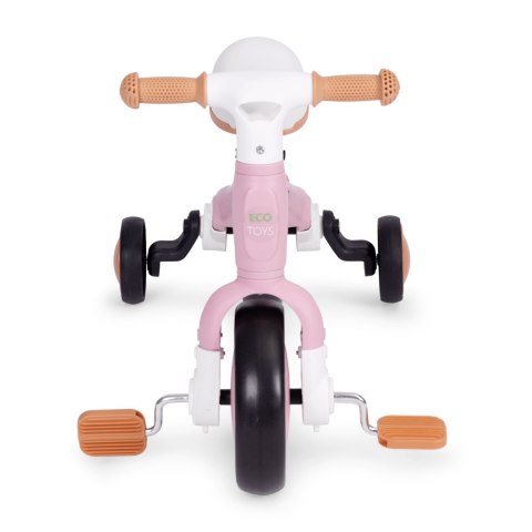Rower rowerek biegowy z pedałami - treningowy kółka boczne 3w1 różowy ECOTOYS