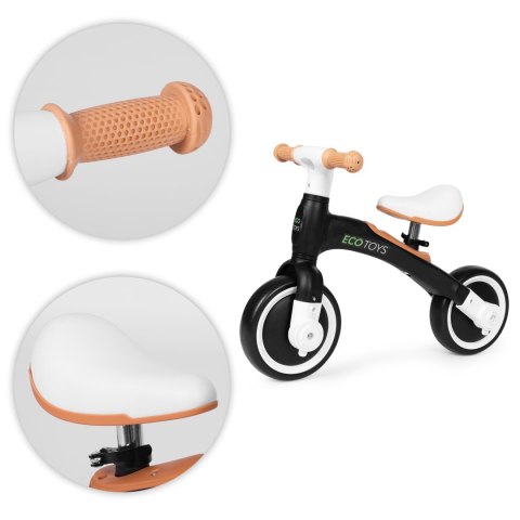 Rowerek biegowy z pedałami - treningowy kółka boczne 3w1 czarny ECOTOYS Rowerek biegowy z pedałami - treningowy kółka boczne 3w1 czarny ECOTOYS