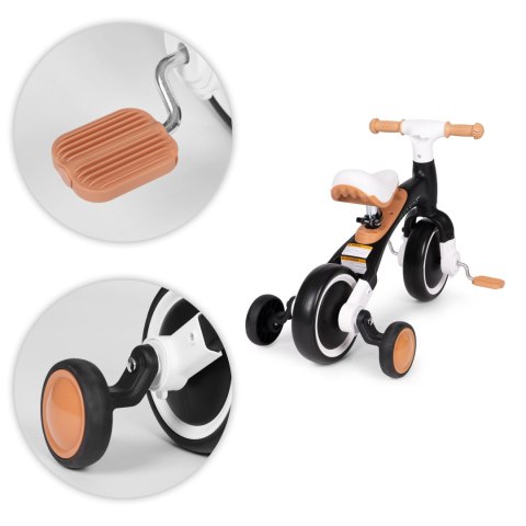 Rowerek biegowy z pedałami - treningowy kółka boczne 3w1 czarny ECOTOYS Rowerek biegowy z pedałami - treningowy kółka boczne 3w1 czarny ECOTOYS