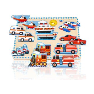 Puzzle dźwiękowe Pojazdy drewniane 8 elementów - Melissa & Doug 2+