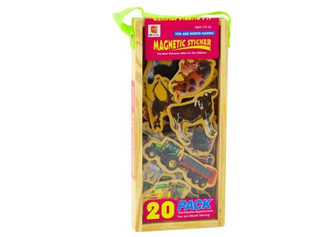 Zestaw Magnesy Drewniane Zwierzęta Domowe Maszyny Rolnicze 20 Sztuk Zestaw Magnesy Drewniane Zwierzęta Domowe Maszyny Rolnicze 20 Sztuk