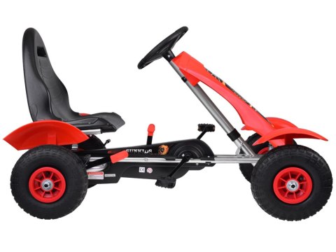 Czerwony sportowy GOKART na pedały dla dzieci do 50kg Pompowane koła SP0209