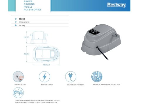 Podgrzewacz wody do basenu Bestway grzałka 58259