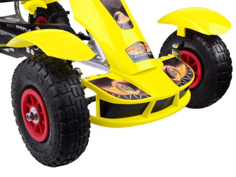 Żółty sportowy GOKART na pedały dla dzieci do 50kg - Pompowane koła SP0209