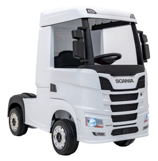 Scania R-SERIE Biały 4x4 – Auto na Akumulator dla Dzieci do 40 kg | Realistyczna Ciężarówka Elektryczna