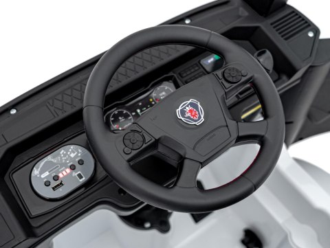 Scania R-SERIE Biały 4x4 – Auto na Akumulator dla Dzieci do 40 kg | Realistyczna Ciężarówka Elektryczna