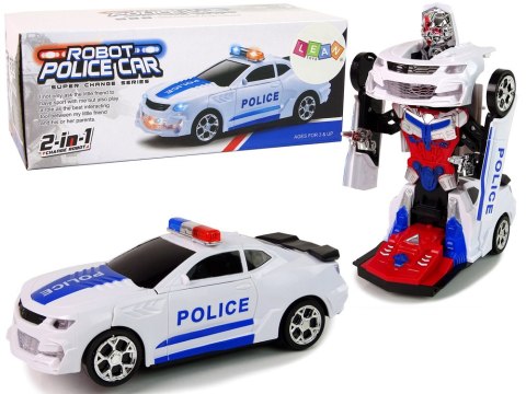 Samochód Policyjny 2w1 Auto Robot Dźwięki Strzały Światła Samochód Policyjny 2w1 Auto Robot Dźwięki Strzały Światła