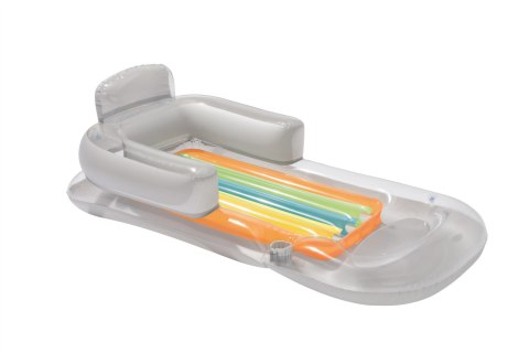 Bestway 43028 Dmuchany materac plażowy z oparciem i podłokietnikami Srebrna 1.61m x 84cm Bestway 43028 Dmuchany materac plażowy z oparciem i podłokietnikami Srebrna 1.61m x 84cm