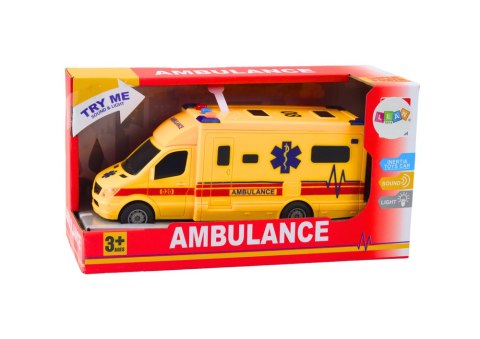Auto Ambulans Karetka Na Baterie Światła Dźwięk Żółta Napęd