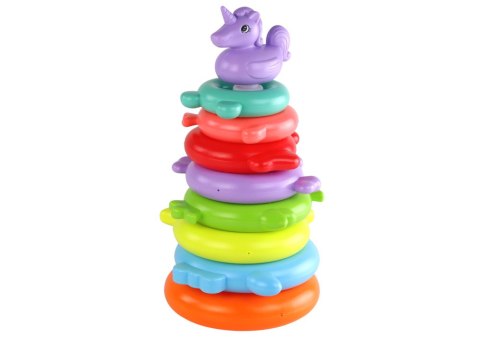 Piramidka Jednorożec Układanka 8 Kółek Kolorowa 29cm x 14cm x 14cm Piramidka Jednorożec Układanka 8 Kółek Kolorowa 29cm x 14cm x 14cm