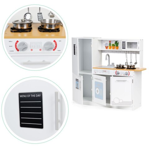 Drewniana kuchnia dla dzieci światło led + garnki ECOTOYS Drewniana kuchnia dla dzieci światło led + garnki ECOTOYS