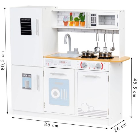 Drewniana kuchnia dla dzieci światło led + garnki ECOTOYS Drewniana kuchnia dla dzieci światło led + garnki ECOTOYS