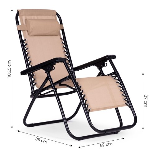 Leżak fotel ogrodowy plażowy regulowane oparcie ZERO GRAVITY MultiGarden - beżowy Leżak fotel ogrodowy plażowy regulowane oparcie ZERO GRAVITY MultiGarden - beżowy